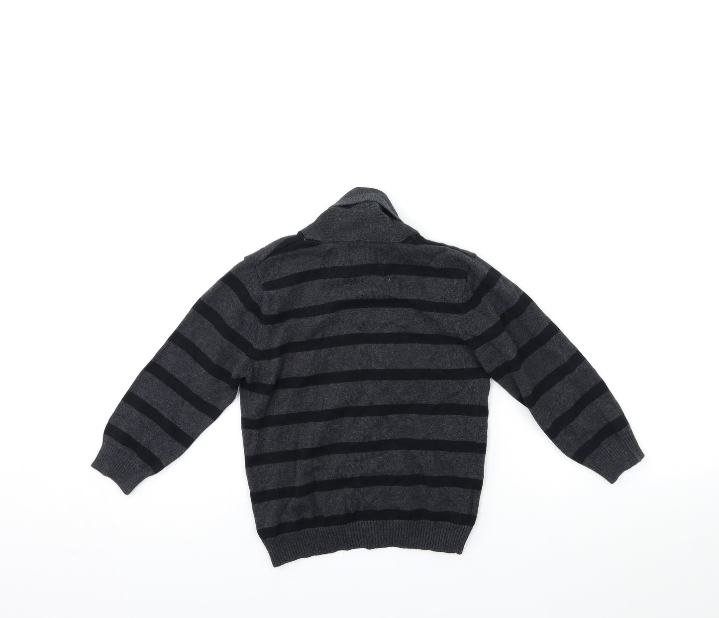 Rebel Boys Grey Striped Knit Cardigan Jumper Size 4-5 Years