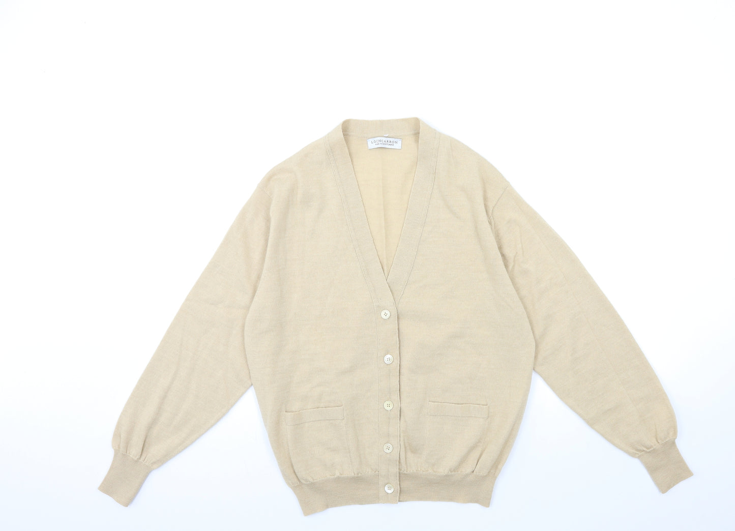 Lochcarron of Scotland Womens Beige  Knit Cardigan Jumper Size 14