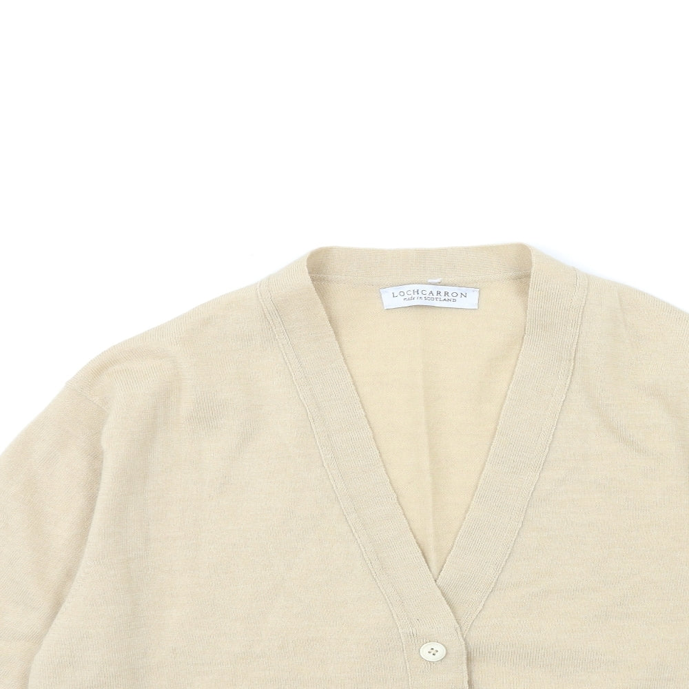 Lochcarron of Scotland Womens Beige  Knit Cardigan Jumper Size 14