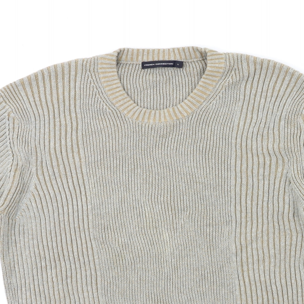 French Connection Mens Grey  Knit Pullover Jumper Size L