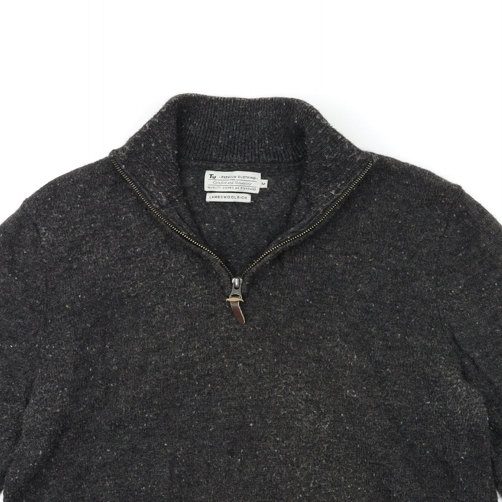 TU Mens Black  Knit Pullover Jumper Size M