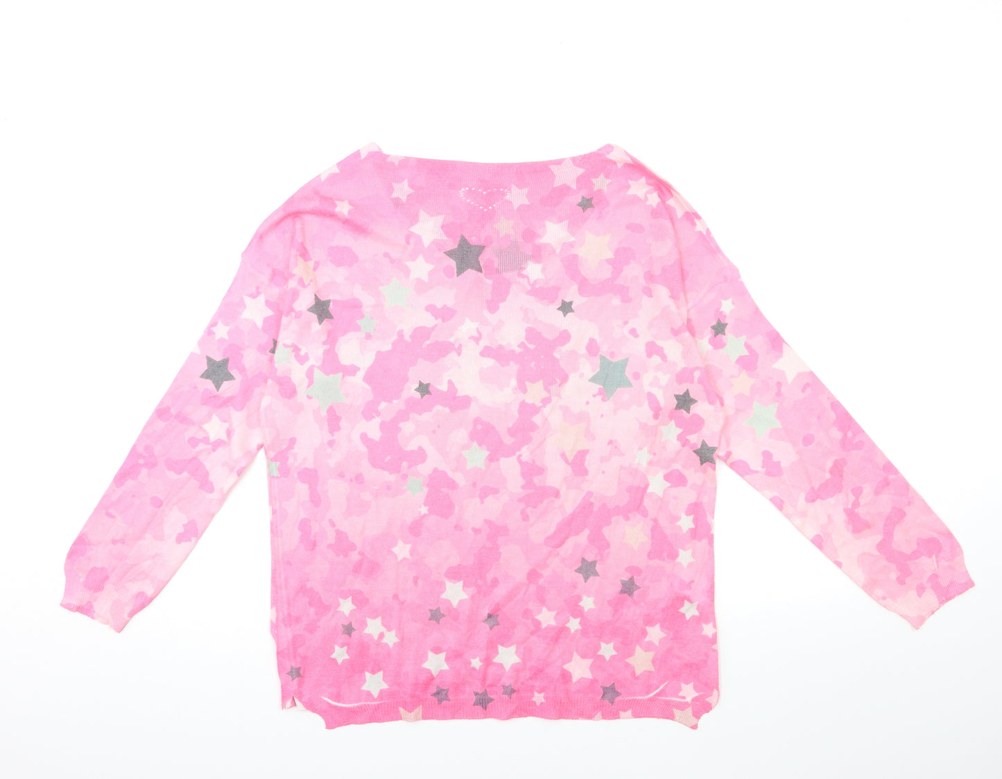 Preworn Womens Pink Camouflage Knit Pullover Jumper Size 12