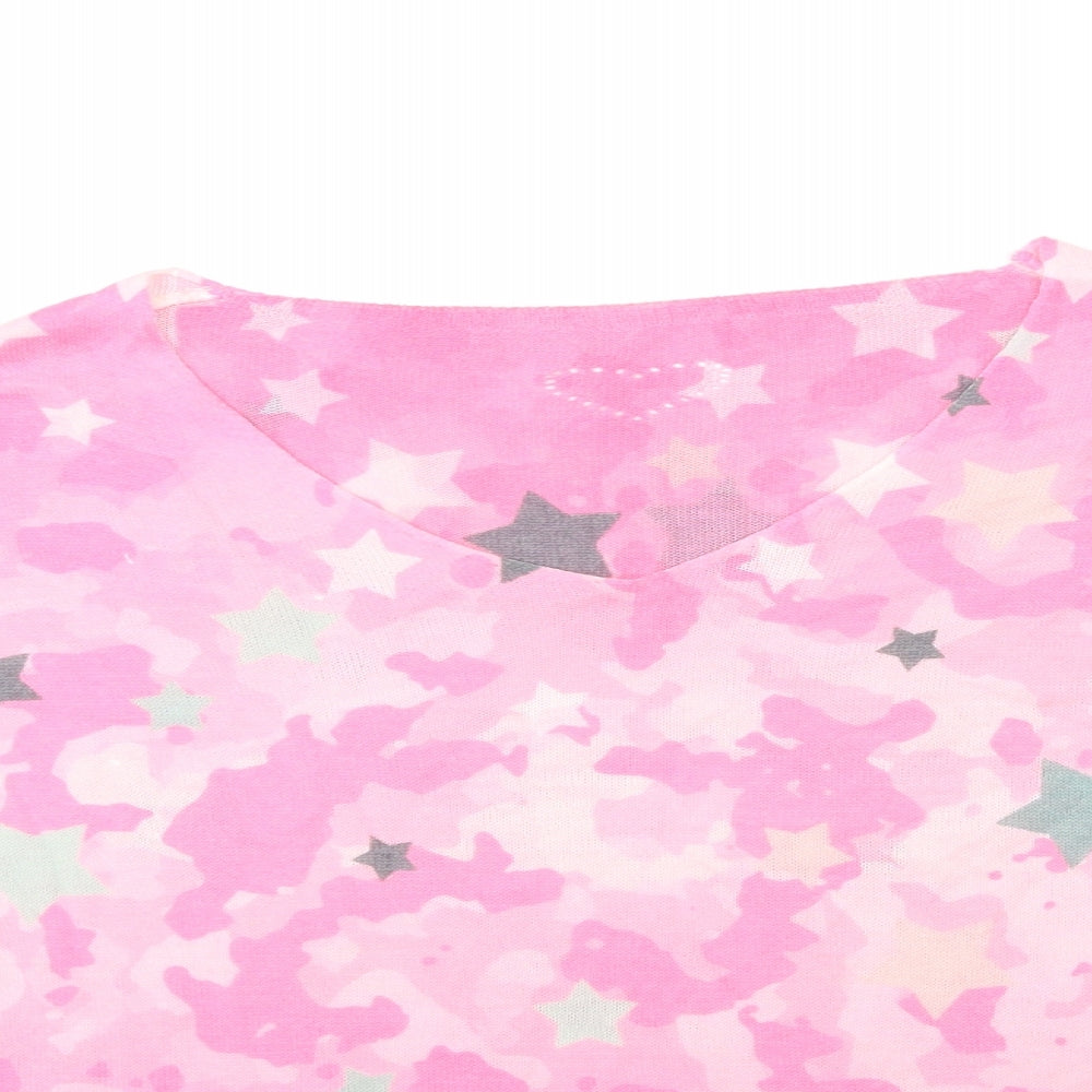 Preworn Womens Pink Camouflage Knit Pullover Jumper Size 12