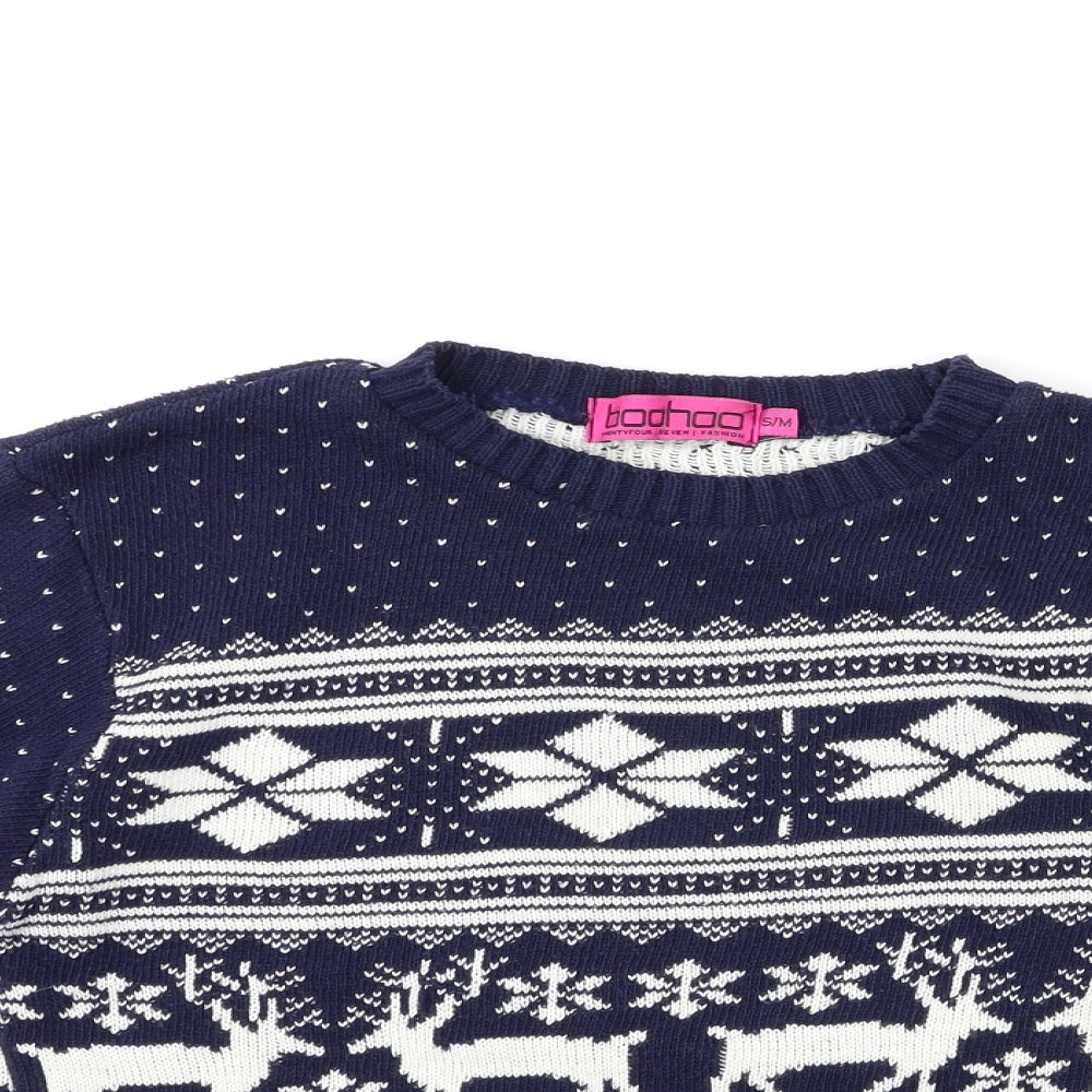 Boohoo Womens Black Striped Knit Pullover Jumper Size S