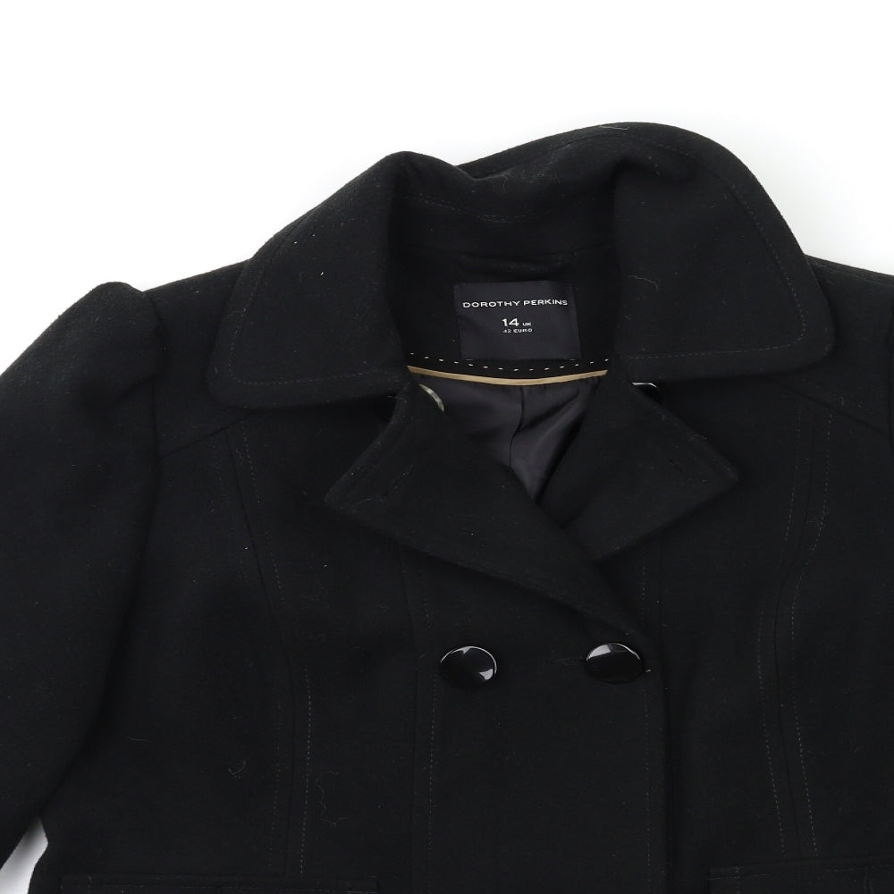 Dorothy Perkins Womens Black   Overcoat Coat Size 14