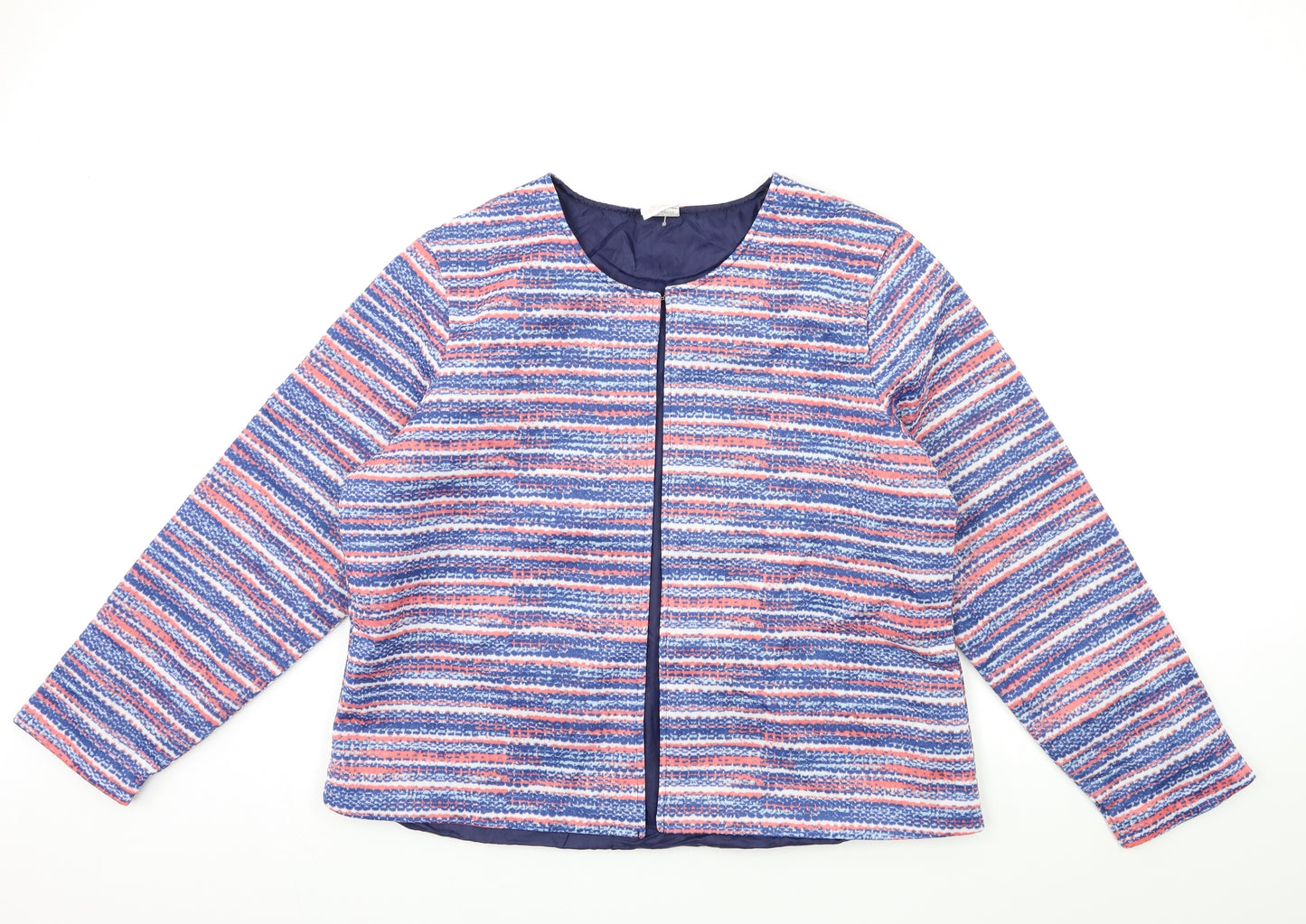 Anne De Lancay Womens Blue Striped  Jacket  Size L