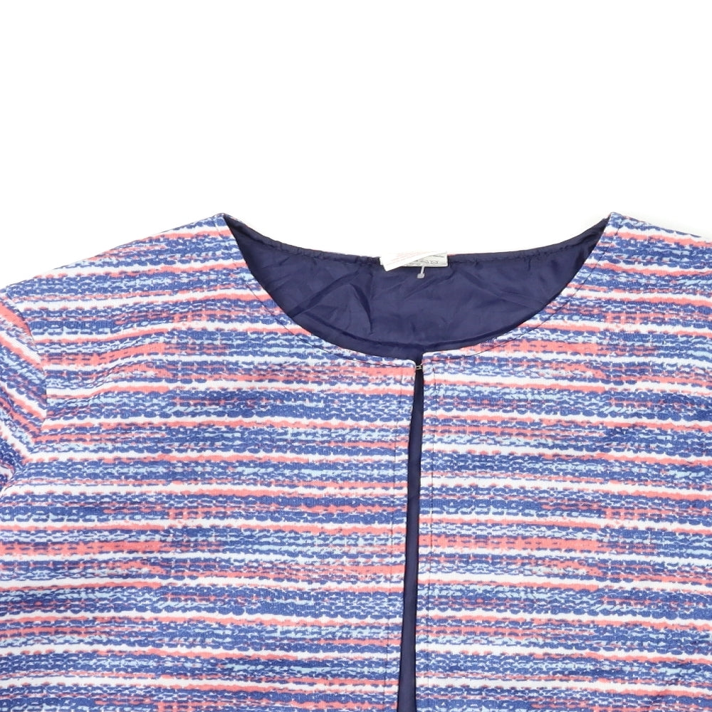 Anne De Lancay Womens Blue Striped  Jacket  Size L