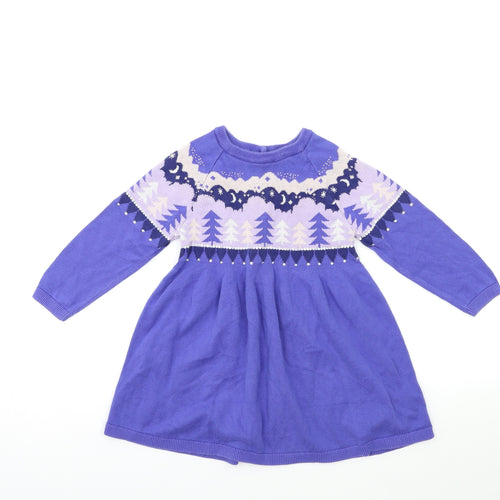 Marks and Spencer Girls Blue Striped  Jumper Dress  Size 3-4 Years