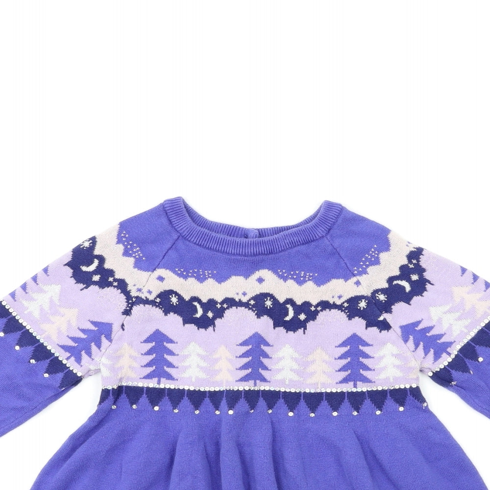 Marks and Spencer Girls Blue Striped  Jumper Dress  Size 3-4 Years