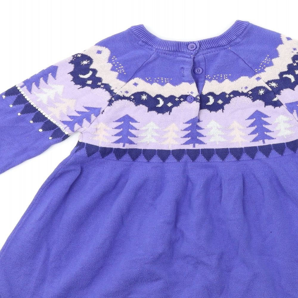 Marks and Spencer Girls Blue Striped  Jumper Dress  Size 3-4 Years