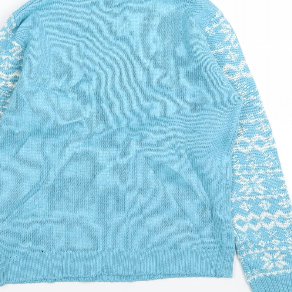 lily and dan Girls Blue Geometric  Pullover Jumper Size 7-8 Years