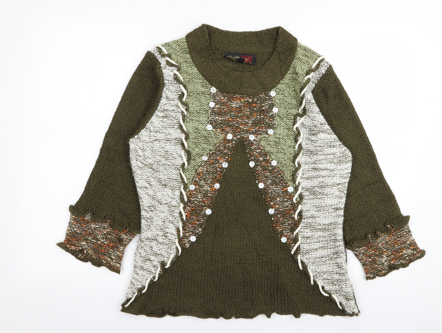 stephen Womens Multicoloured Geometric  Pullover Jumper Size M