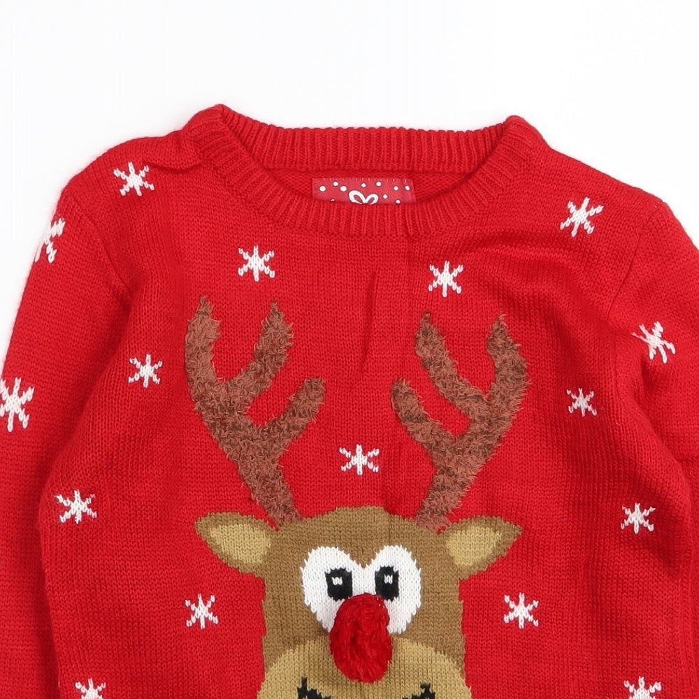 Primark Boys Red   Pullover Jumper Size 5-6 Years