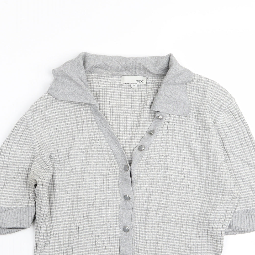 NEXT Womens Grey Striped  Basic T-Shirt Size 12