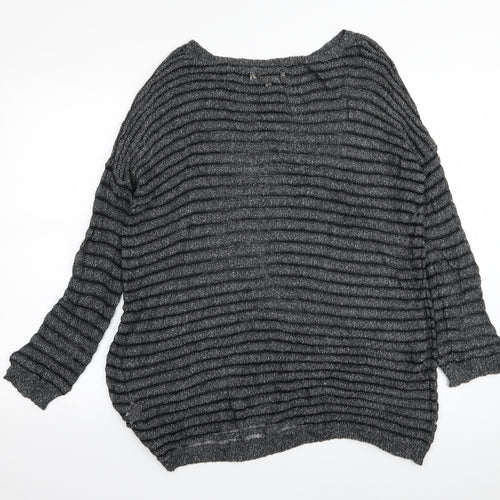 Twisted Muse Womens Multicoloured Striped  Basic T-Shirt Size L