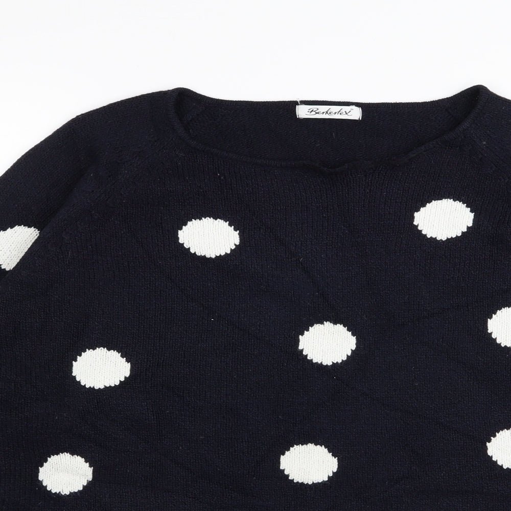 Berkertex Womens Blue Polka Dot  Pullover Jumper Size 18