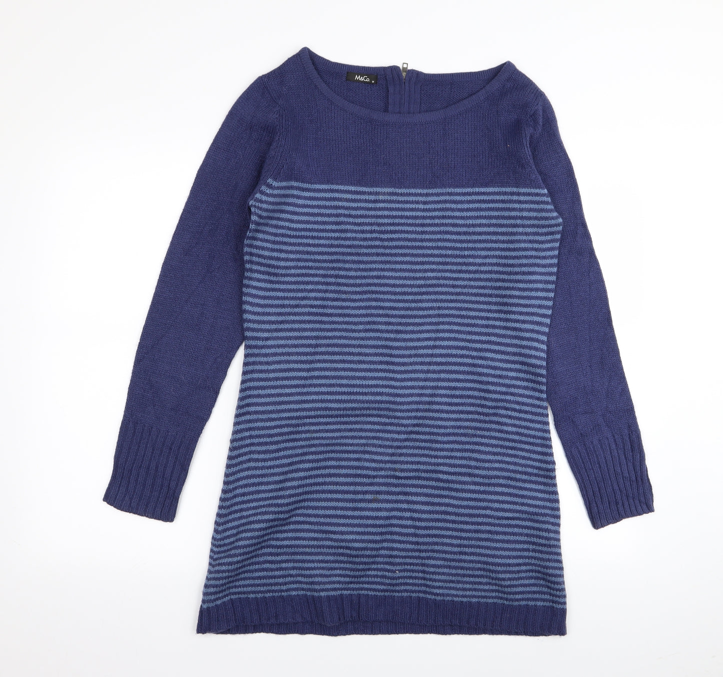 M&Co Womens Blue Striped  Jumper Dress  Size M