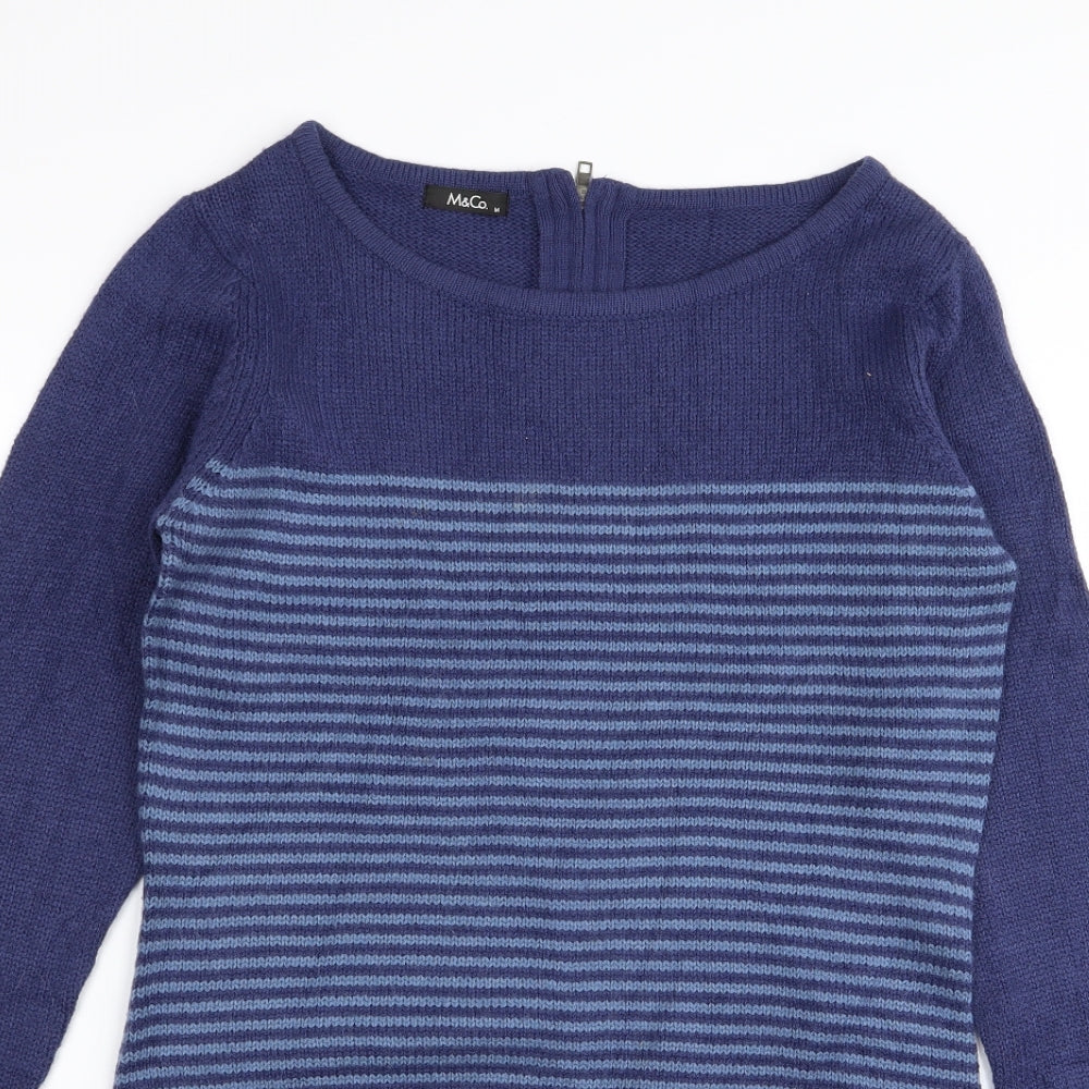 M&Co Womens Blue Striped  Jumper Dress  Size M