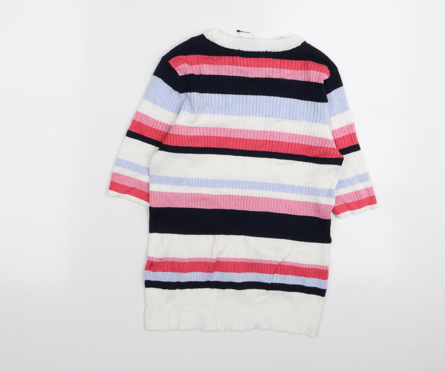 M&S Womens Multicoloured Striped  Basic T-Shirt Size 12