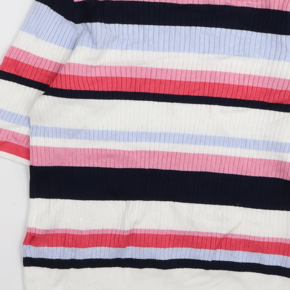 M&S Womens Multicoloured Striped  Basic T-Shirt Size 12