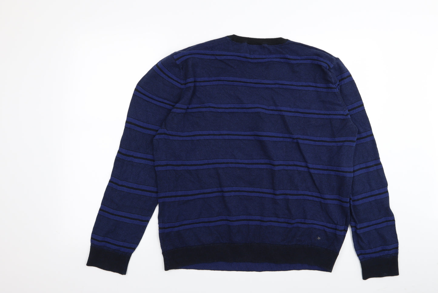 Blue Harbour Mens Blue Striped  Pullover Jumper Size XL