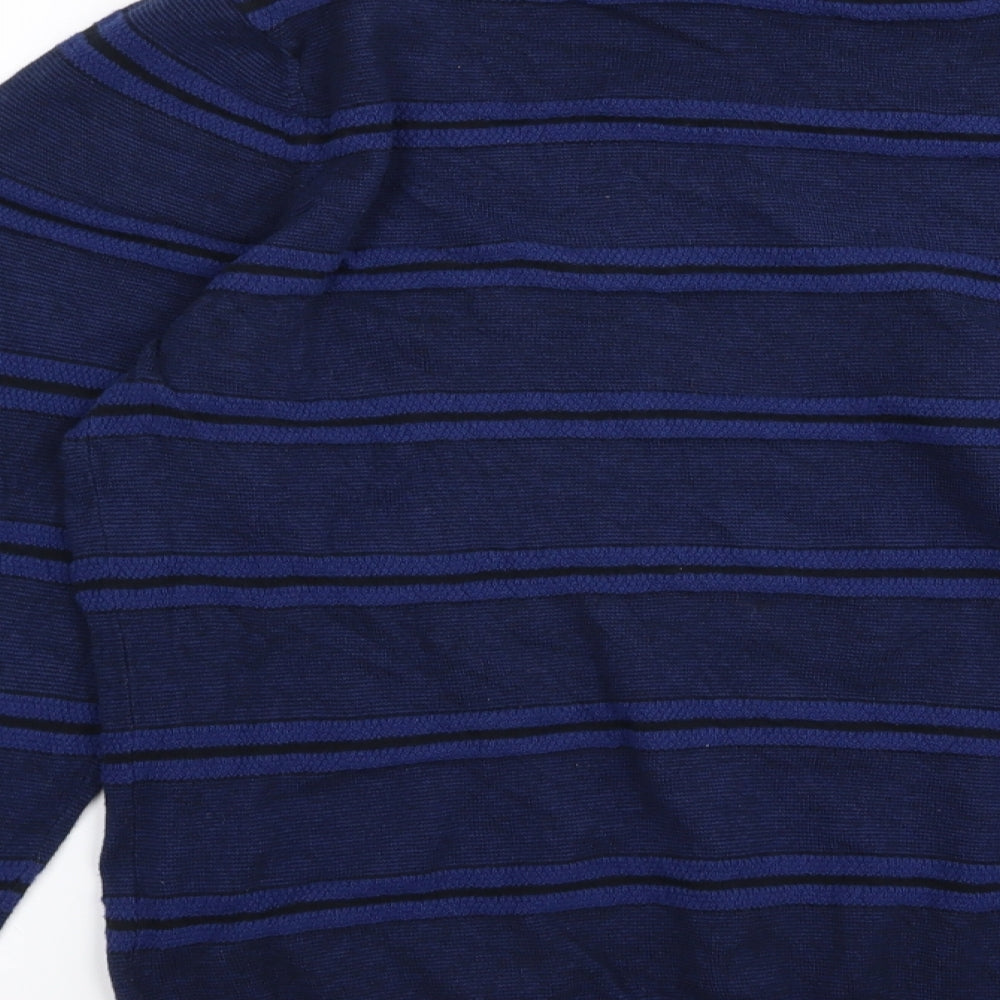 Blue Harbour Mens Blue Striped  Pullover Jumper Size XL