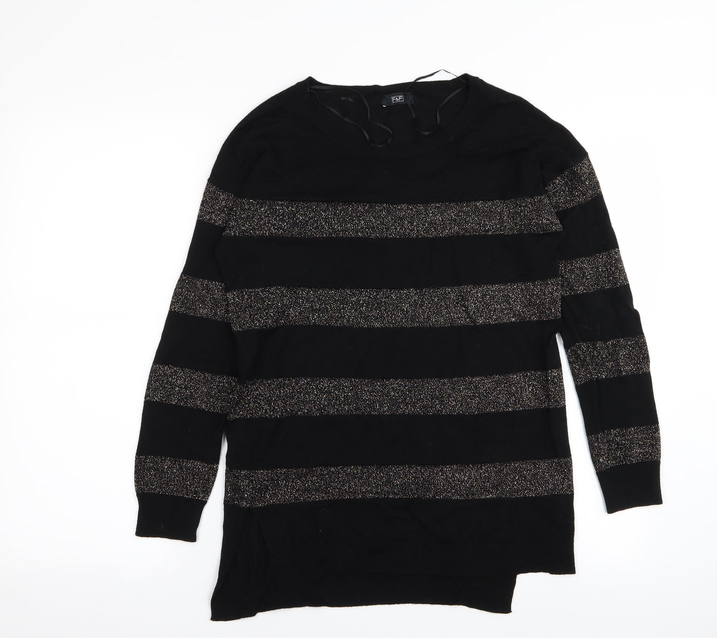 F&F Womens Black Striped  Pullover Jumper Size 12