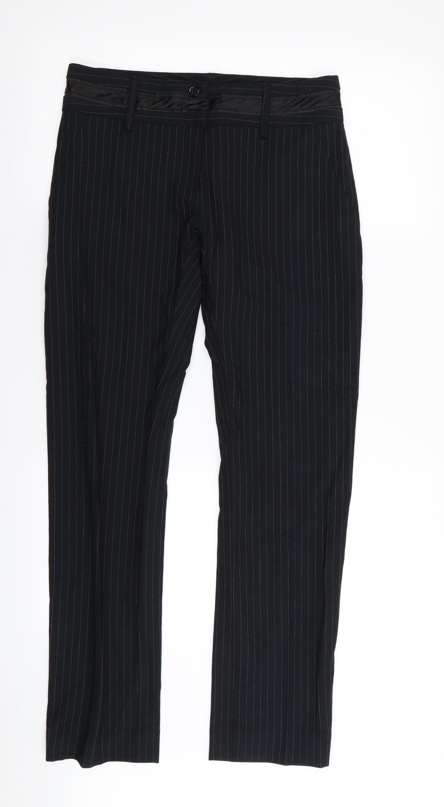 Preworn Womens Black Striped  Trousers  Size 30 in L31 in
