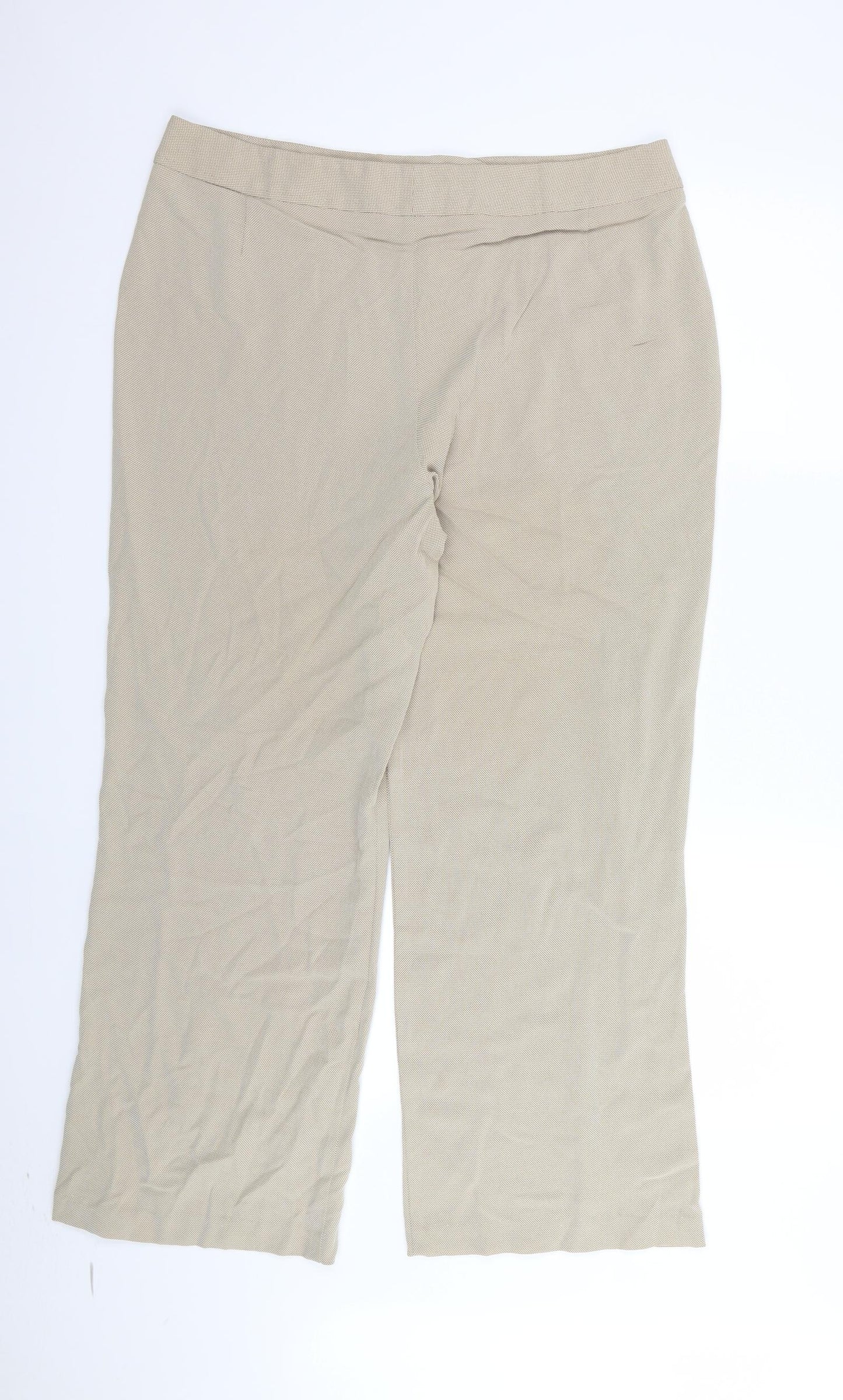 M&S Womens Beige Houndstooth  Trousers  Size 16 L29 in