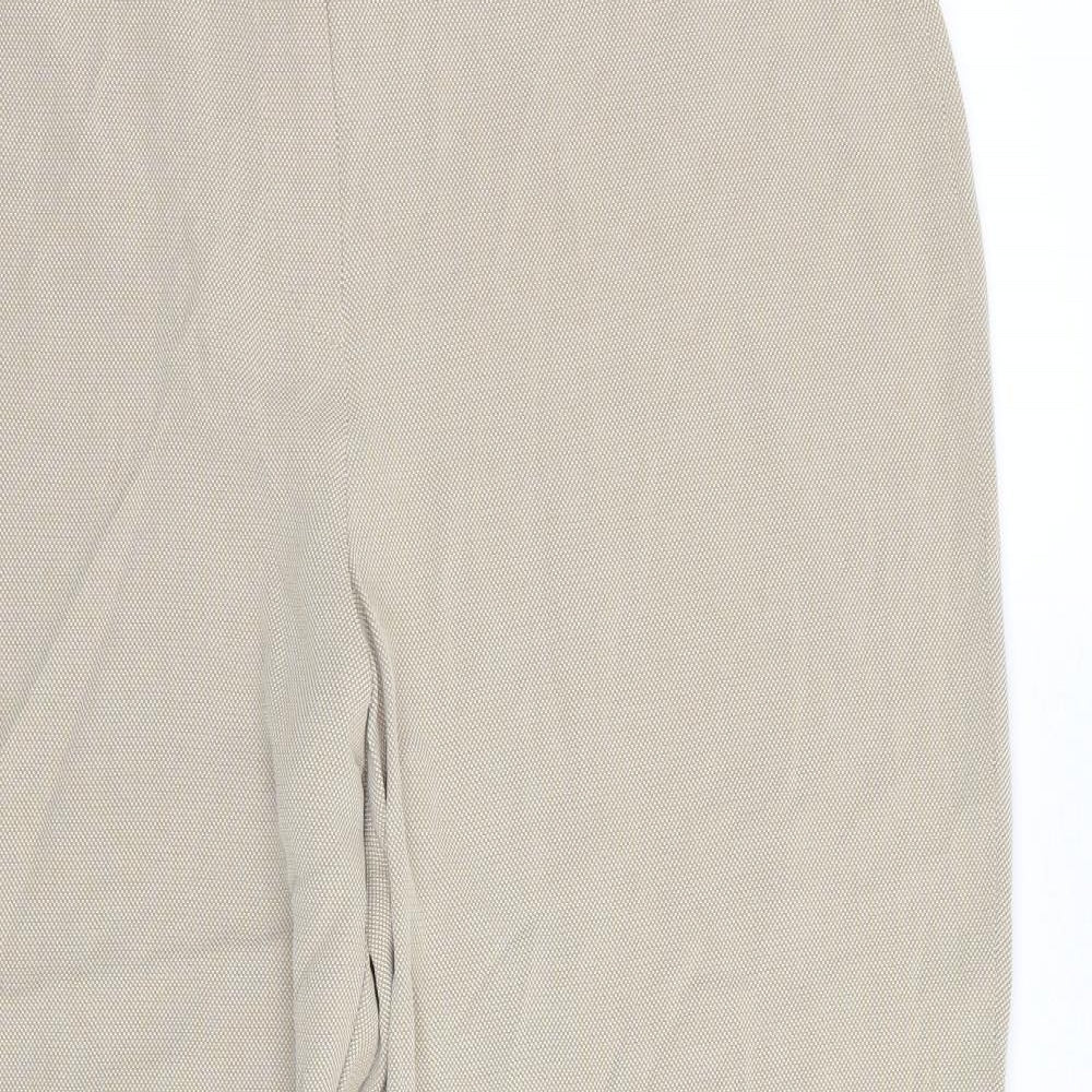M&S Womens Beige Houndstooth  Trousers  Size 16 L29 in