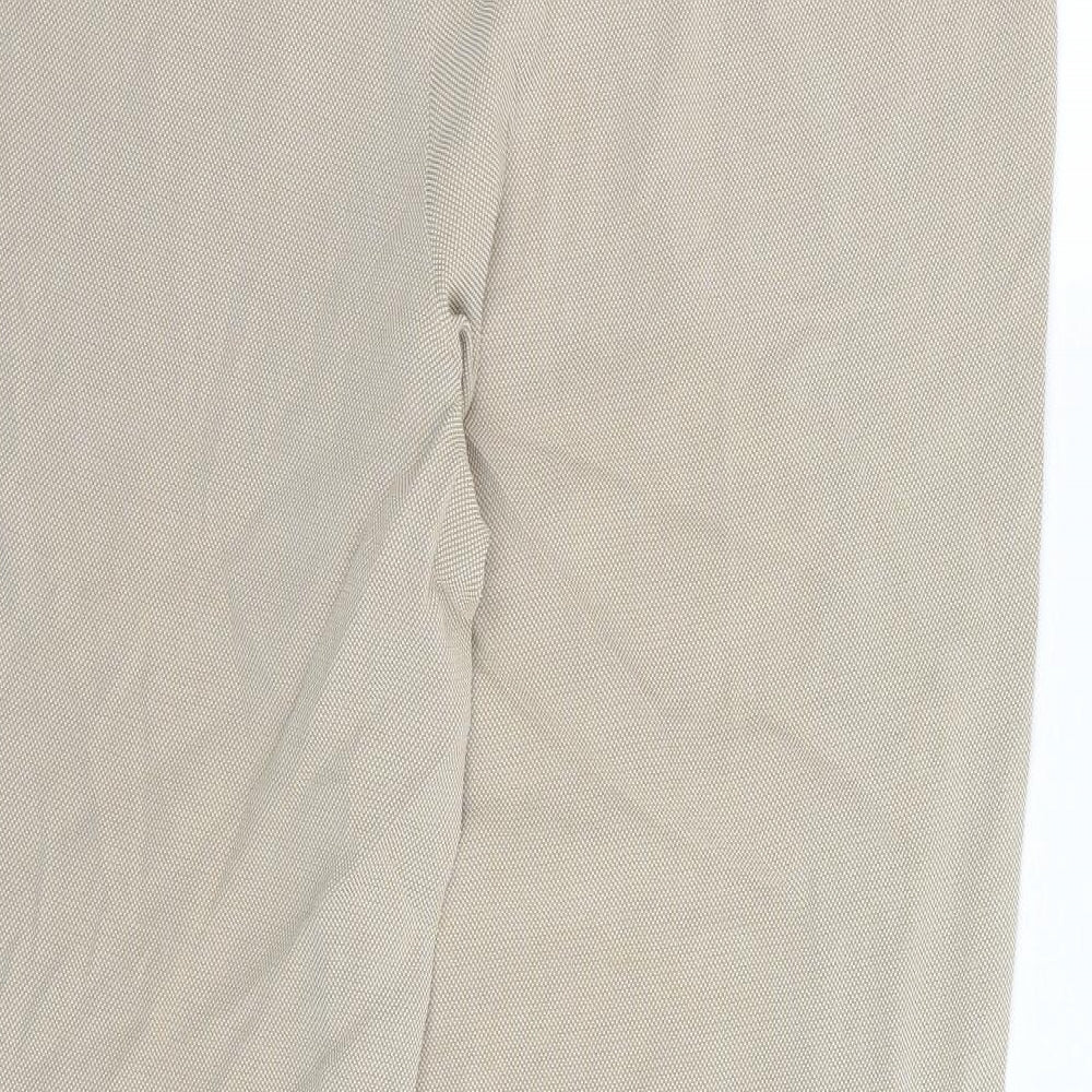 M&S Womens Beige Houndstooth  Trousers  Size 16 L29 in