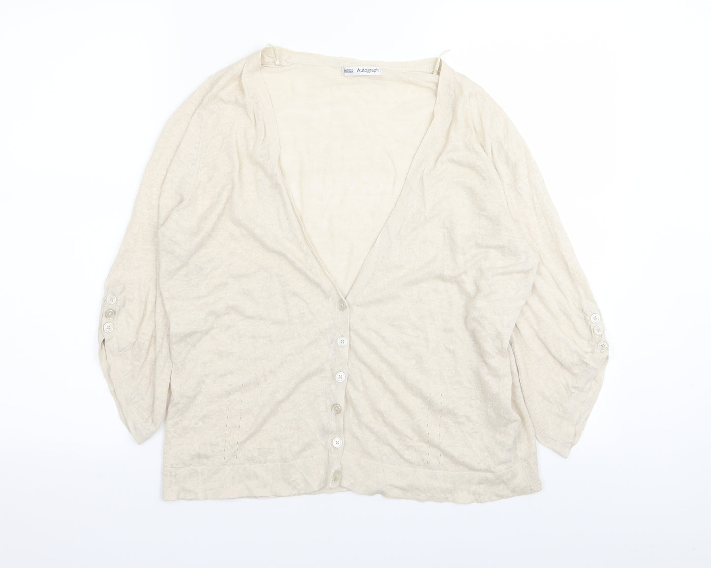 M&S Womens Beige   Cardigan Jumper Size 18