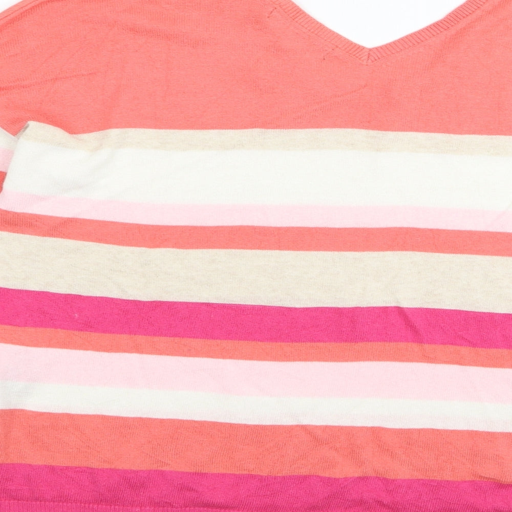 M&S Womens Multicoloured Striped  Basic T-Shirt Size 14