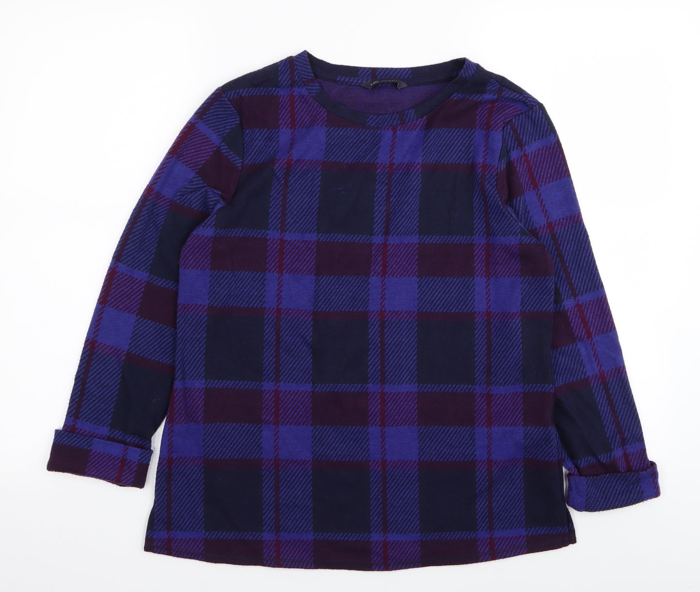 M&S Womens Multicoloured Check  Basic T-Shirt Size 12