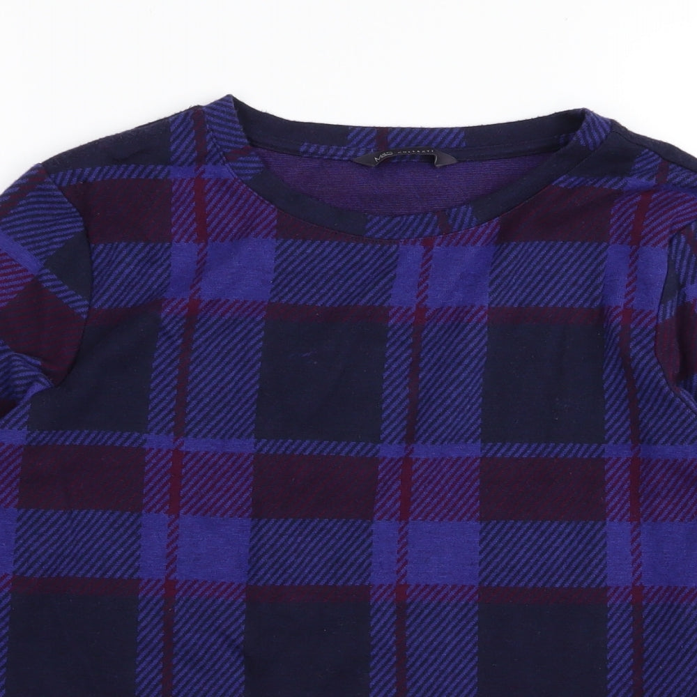 M&S Womens Multicoloured Check  Basic T-Shirt Size 12