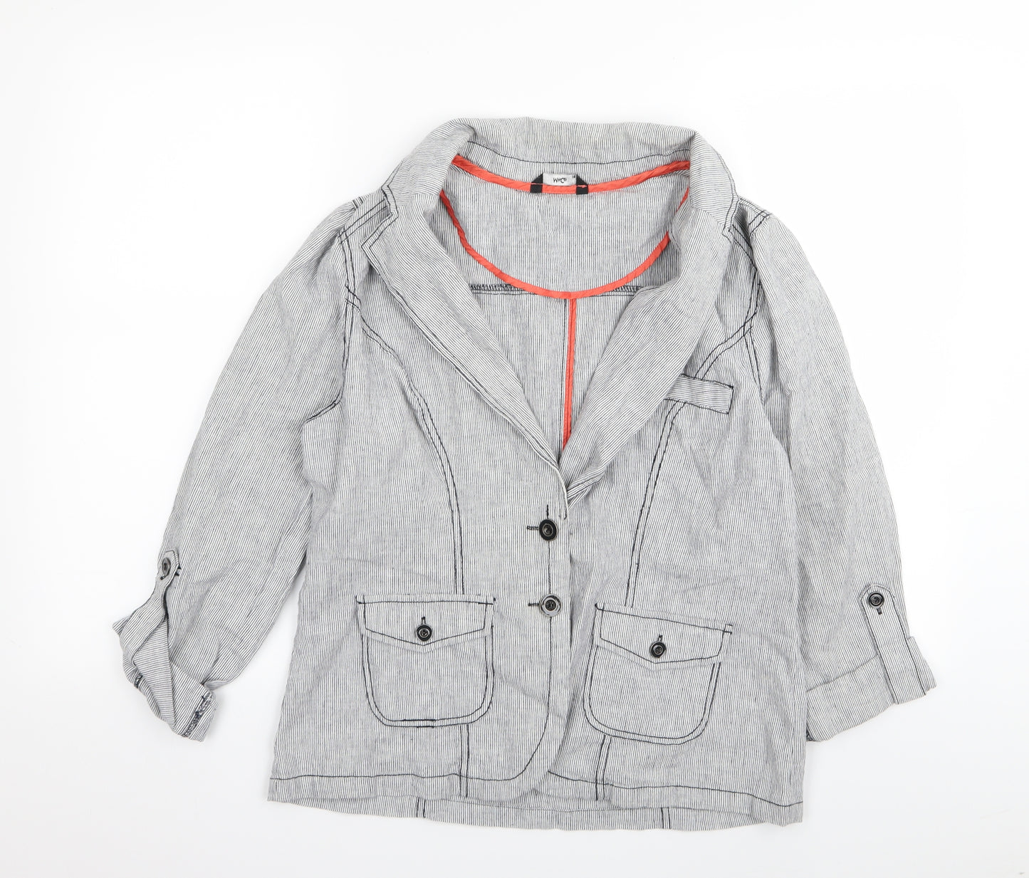 M&Co Womens Grey Striped  Jacket Blazer Size 14