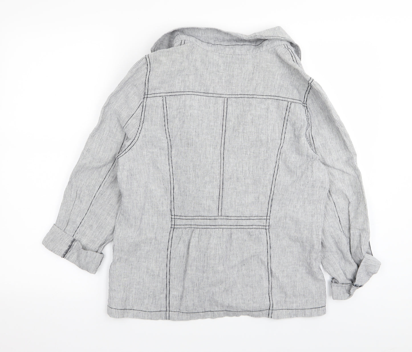 M&Co Womens Grey Striped  Jacket Blazer Size 14