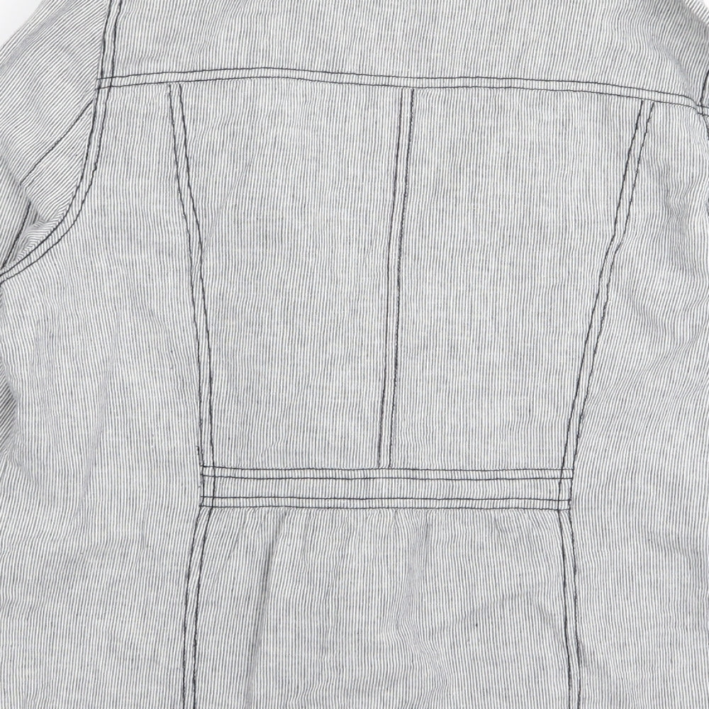 M&Co Womens Grey Striped  Jacket Blazer Size 14