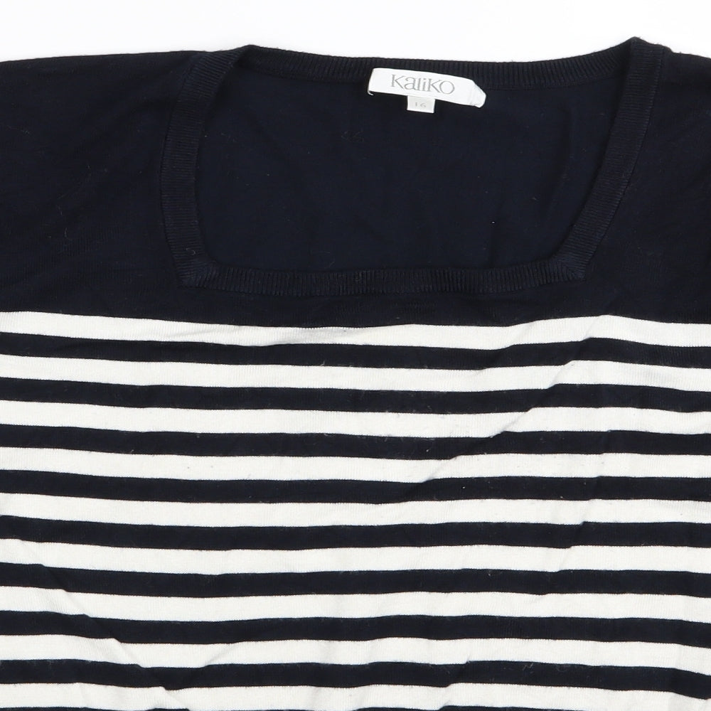Kaliko Womens Multicoloured Striped  Basic T-Shirt Size 16