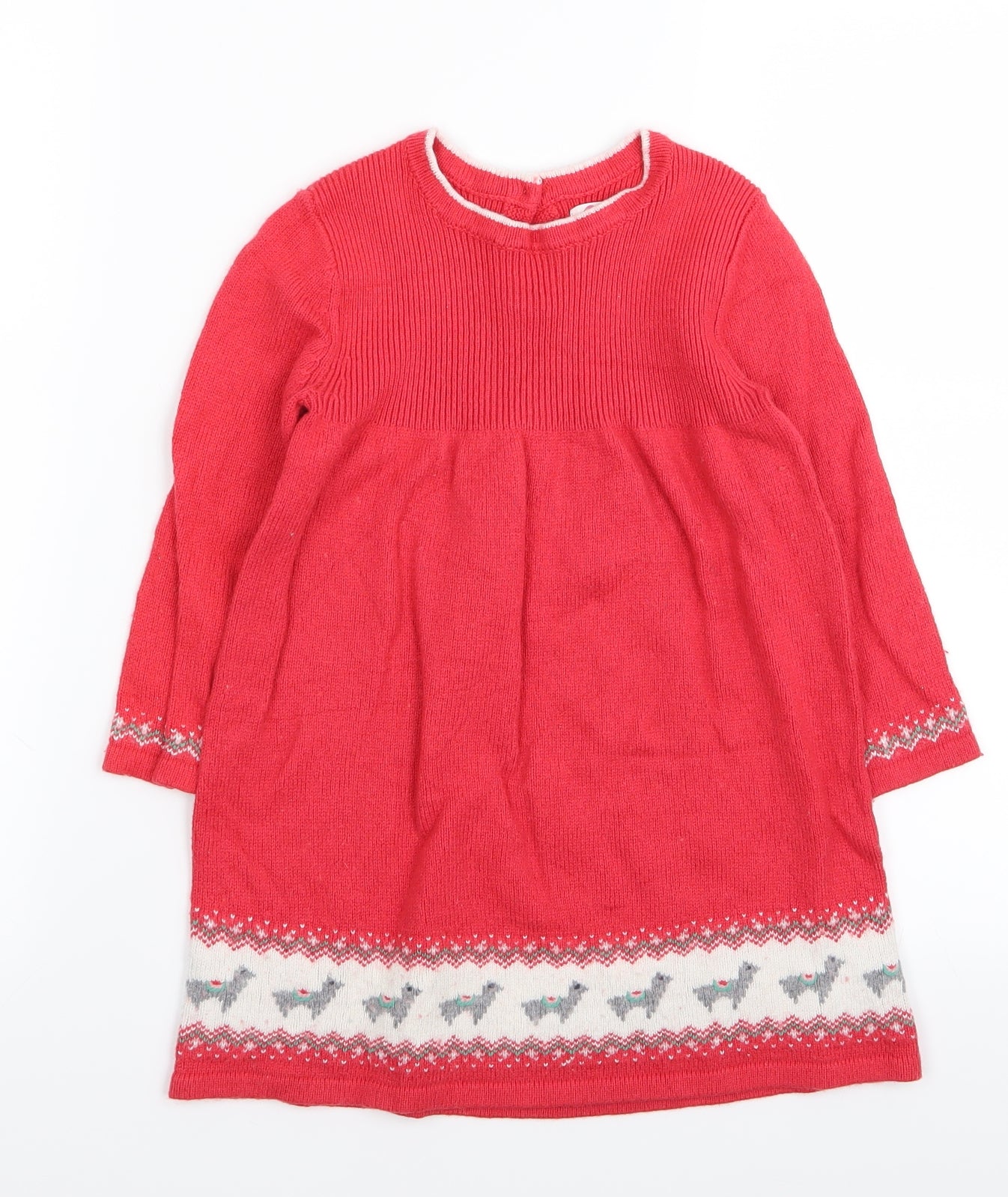 Mini Boden Girls Red Animal Print  Jumper Dress  Size 3-4 Years