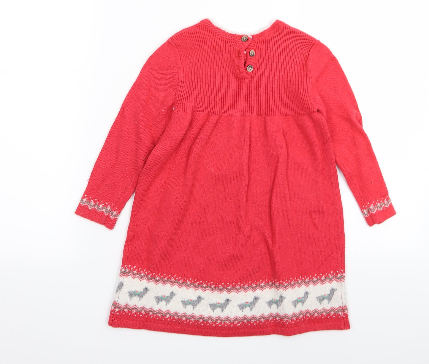 Mini Boden Girls Red Animal Print  Jumper Dress  Size 3-4 Years
