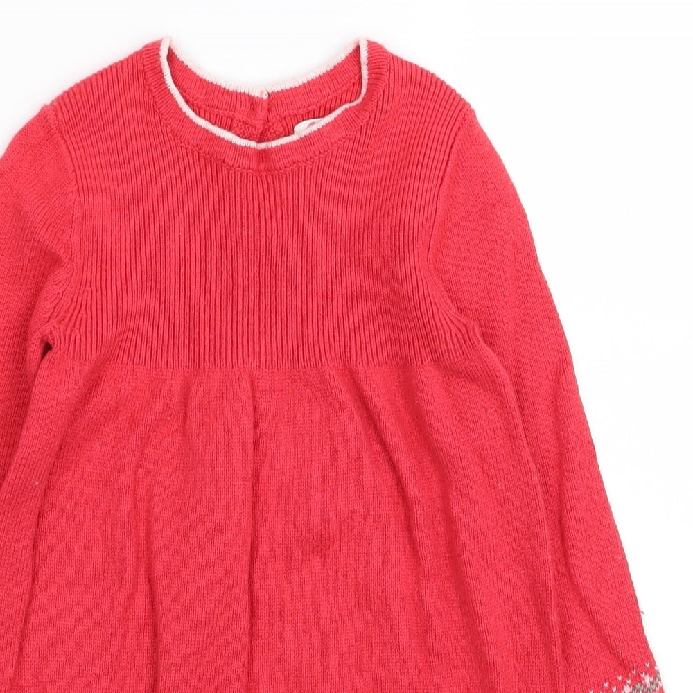 Mini Boden Girls Red Animal Print  Jumper Dress  Size 3-4 Years