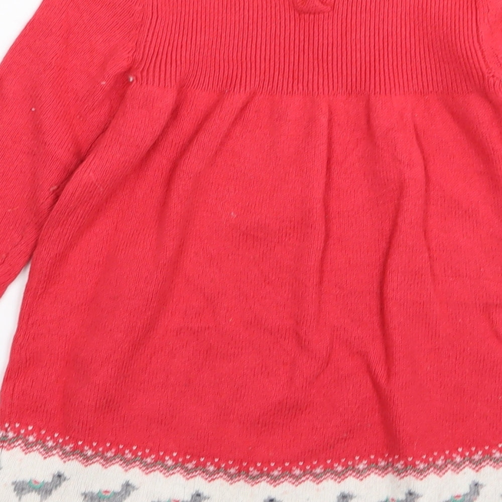 Mini Boden Girls Red Animal Print  Jumper Dress  Size 3-4 Years