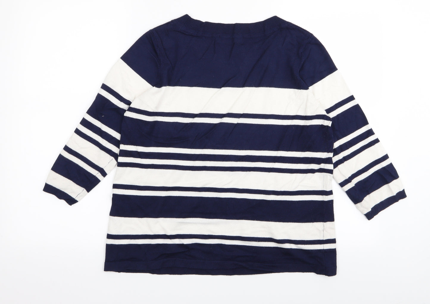 M&S Womens Multicoloured Striped  Basic T-Shirt Size 16