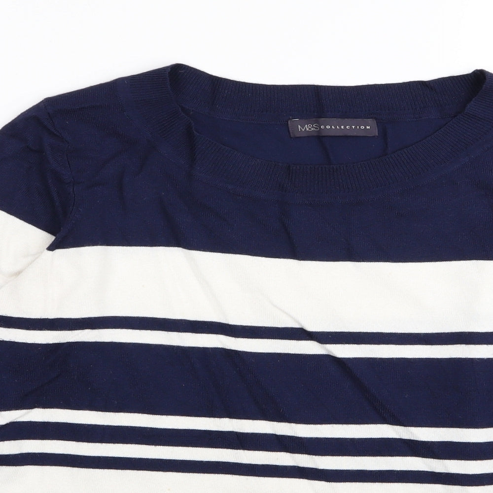 M&S Womens Multicoloured Striped  Basic T-Shirt Size 16
