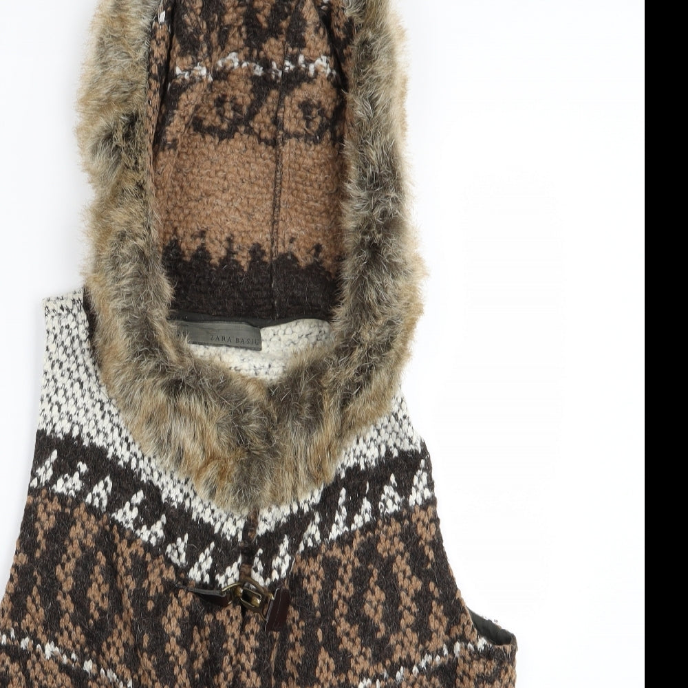 Zara Womens Multicoloured Geometric  Cardigan Jumper Size M