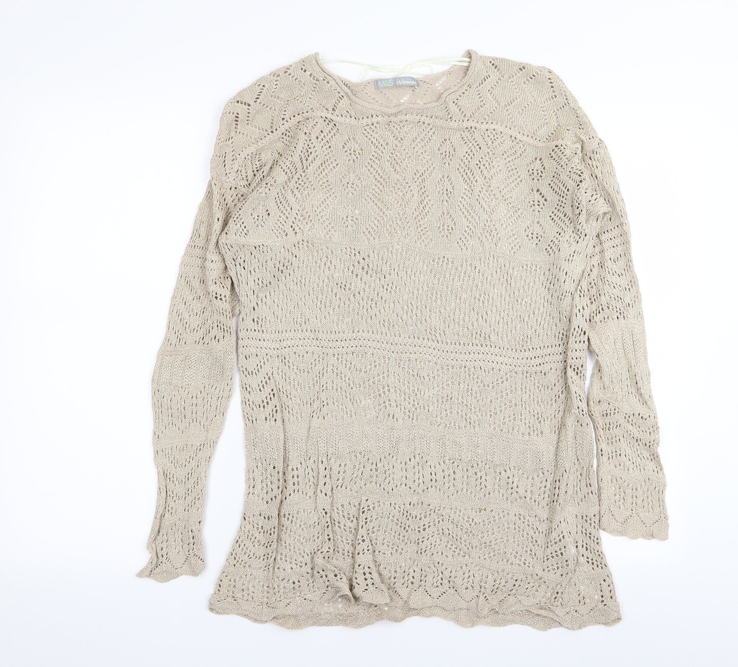 M&S Womens Gold Geometric  Basic T-Shirt Size 14