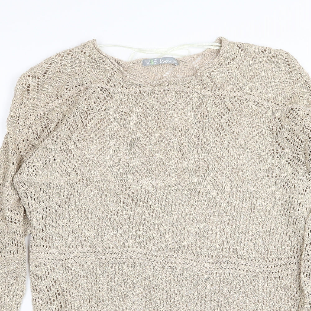 M&S Womens Gold Geometric  Basic T-Shirt Size 14