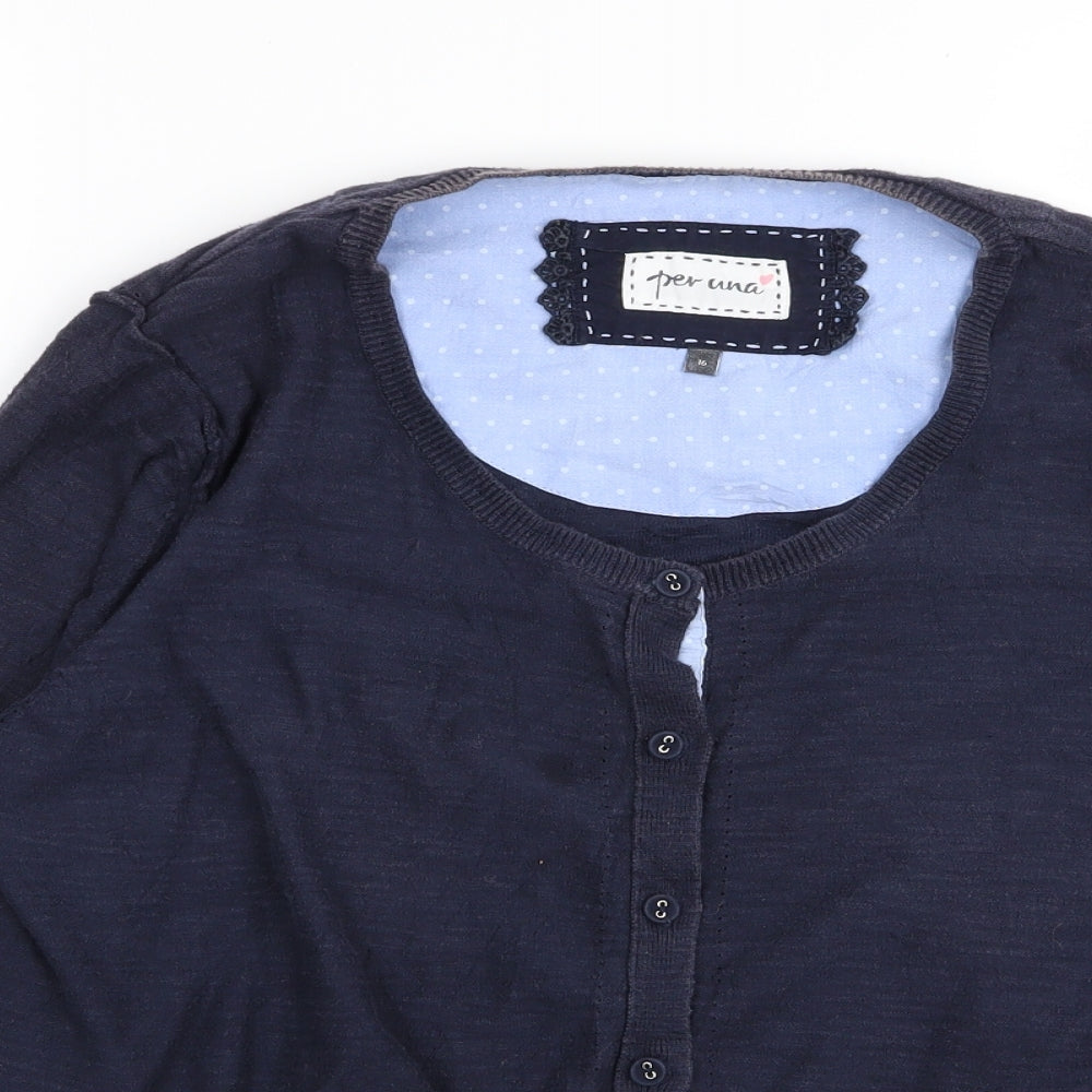 Per Una Womens Blue   Cardigan Jumper Size 16