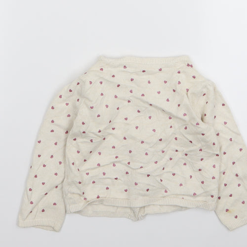 F&F Girls Beige   Cardigan Jumper Size 9-12 Months  - Heart Detail